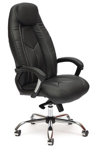 Офисное кресло BOSS Lux, кож/зам, черный/черный перфорированный, арт.9160 в Смоленске