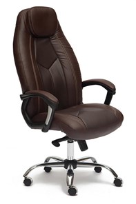 Офисное кресло BOSS Lux, кож/зам, коричневый/коричневый перфорированный, арт.9816 в Смоленске