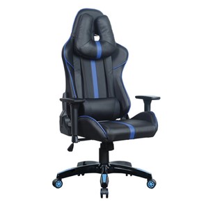 Офисное кресло BRABIX "GT Carbon GM-120", две подушки, экокожа, черное/синее, 531930 в Смоленске
