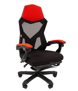 Компьютерное кресло CHAIRMAN 571 с подставкой для ног , сетчатый акрил / полиэстер черный/красный в Смоленске