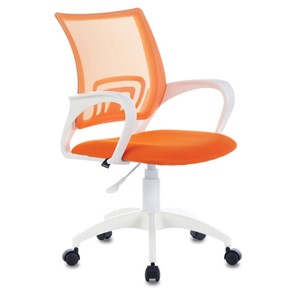 Кресло Brabix Fly MG-396W (с подлокотниками, пластик белый, сетка, оранжевое) 532401 в Смоленске