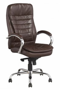 Кресло офисное J 9031-1 экокожа /хром, коричневый в Смоленске