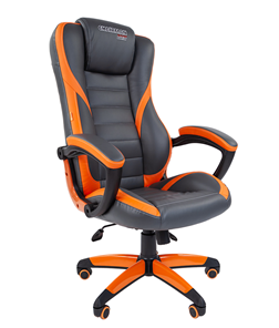 Кресло офисное CHAIRMAN GAME 22 эко кожа, серый/оранжевый в Смоленске