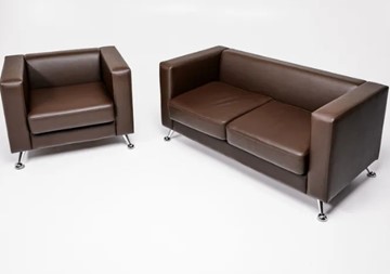 Комплект мебели Альбиони коричневый кожзам  диван 2Д + кресло в Смоленске