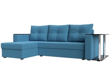 Угловой диван с оттоманкой Атланта Лайт, Амур голубой (микровельвет) в Смоленске
