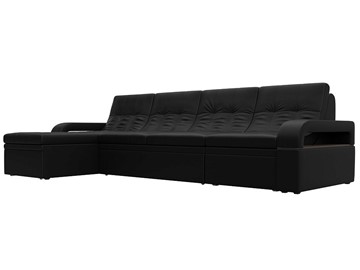 Угловой раскладной диван Лига-035 Лонг, Черный (Экокожа) в Смоленске