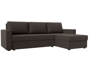 Угловой диван с оттоманкой Траумберг Лайт, Амур коричневый (Рогожка) в Смоленске