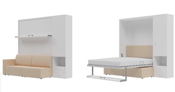 Кровать-шкаф Кровать-трансформер Smart (КД 1400+ШП), шкаф правый, левый подлокотник в Смоленске
