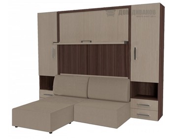 Подъемная кровать Кровать-трансформер Smart (ШЛ+КД 1600+ШП+Пуф), 2 шкафа, без подлокотников в Смоленске