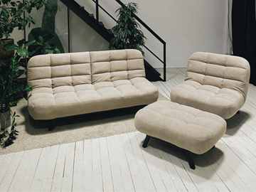 Комплект мебели Абри цвет бежевый диван + кресло +пуф пора металл в Смоленске