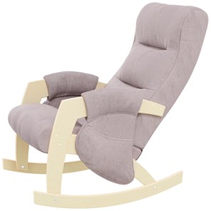 Кресло-качалка ЭЛИТ с карманами Джанни (каркас дуб, сиденье серо-розовое) в Смоленске