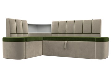 Кухонный диван Тефида, Зеленый\Бежевый (Микровельвет) в Смоленске