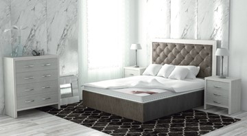 Кровать с механизмом 2-спальная Сарма Манхэттен 160х200 (с коробом), высота спинки - 140 см в Смоленске