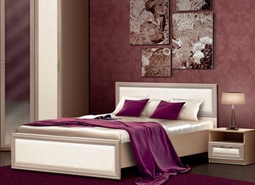 Кровать спальная Камелия, 1600, шимо светлый/белый кожзам в Смоленске
