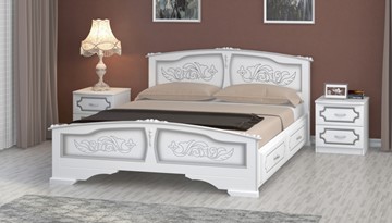 Кровать с выкатными ящиками Елена (Белый Жемчуг) 160х200 в Смоленске