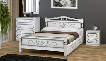 Кровать с выкатными ящиками Карина-5 (Белый Жемчуг) 160х200 в Смоленске