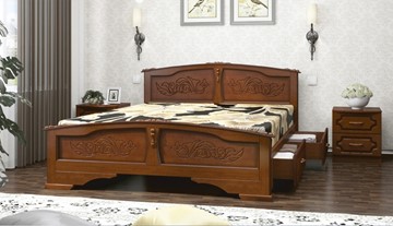 Кровать с выкатными ящиками Елена (Орех) 140х200 в Смоленске