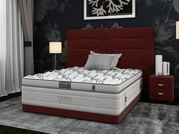 Спальная кровать Modern Compact/Ваsement 160х200, Микровелюр (Manhattan Гранатовый) в Смоленске