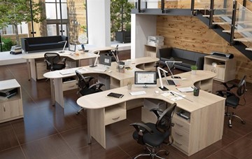 Комплект офисной мебели SIMPLE с эргономичными столами и тумбами в Смоленске