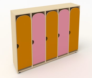 Распашной детский шкаф ШГ5У Беж+Оранжевый+Розовый в Смоленске
