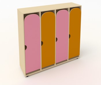 Детский шкаф ШГ4У Беж+Оранжевый+Розовый в Смоленске