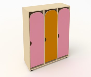 Детский шкаф ШГ3 Беж+Розовый+Оранжевый в Смоленске