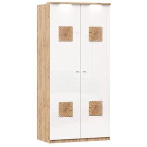 Шкаф двухстворчатый Фиджи с декоративными накладками 659.237, цвет белый в Смоленске