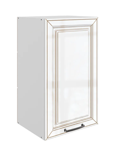 Кухонный шкаф Атланта L400 Н720 (1 дв. гл.) эмаль (белый/белый глянец патина золото) в Смоленске