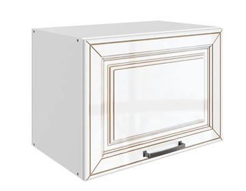 Шкаф кухонный Атланта L500 Н360 (1 дв. гл.) эмаль (белый/белый глянец патина золото) в Смоленске