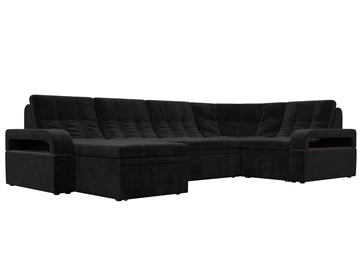 П-образный диван Лига-035, Черный (велюр) в Смоленске