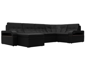П-образный диван Лига-035, Черный (Экокожа) в Смоленске