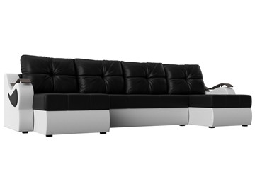 П-образный диван Меркурий П, Черный/белый (экокожа) в Смоленске