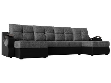 П-образный диван Меркурий П, Серый/черный (рогожка/экокожа) в Смоленске