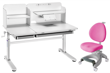 Комплект парта + кресло Iris II Grey + Cielo Pink + чехол для кресла в подарок в Смоленске