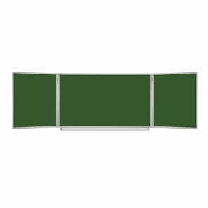 Доска для мела магнитная 3-х элементная 100х150/300 см, 5 рабочих поверхностей, зеленая, BRAUBERG, 231707 в Смоленске