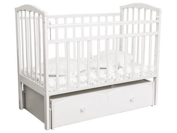 Детская кроватка Золушка 7, 60х120, массив березы, цвет белый в Смоленске - изображение