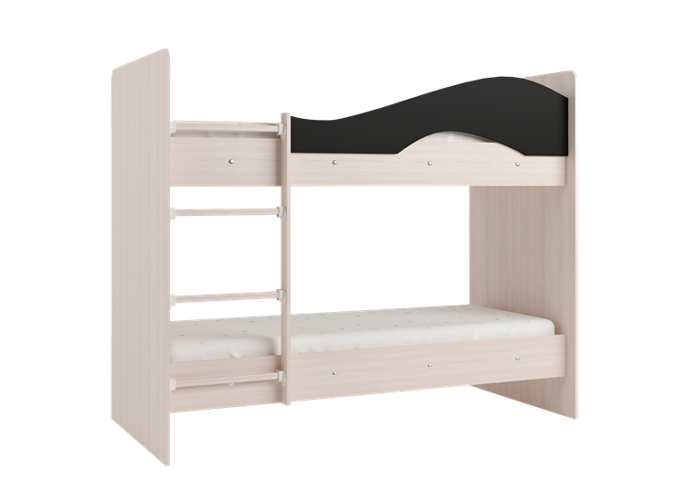 Детская  двухъярусная кровать Мая с 2 ящиками на щитах, корпус Млечный дуб, фасад Венге в Смоленске - изображение 3