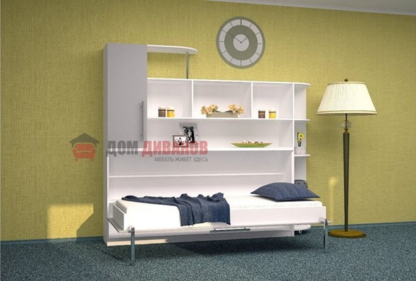 Детская кровать-шкаф Горизонтальная в серых тонах, Белый шагрень/Алюминий (900х2000) в Смоленске - изображение