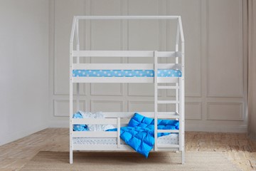 Детская двухъярусная кровать Домик, цвет белый в Смоленске - предосмотр