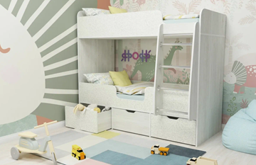 Детская двухэтажная кровать Малыш двойняшка 70х160, корпус Винтерберг, фасад Фейритейл в Смоленске - предосмотр