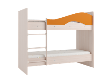 Детская 2-этажная кровать Мая с 2 ящиками на щитах, корпус Млечный дуб, фасад Оранжевый в Смоленске - предосмотр 2