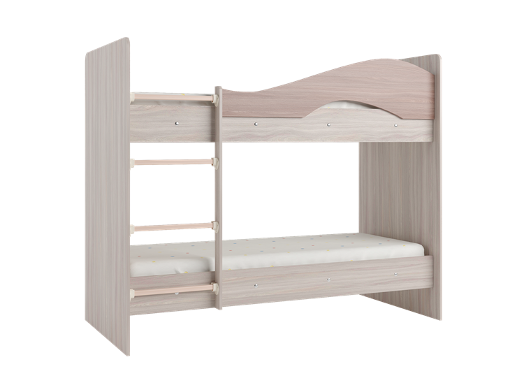 Кровать 2-ярусная Мая с 2 ящиками на щитах, корпус Шимо светлый, фасад Шимо темный в Смоленске - изображение 2