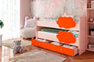 Кровать двухъярусная Соник 1.6 с ящиком, Оранжевый в Смоленске