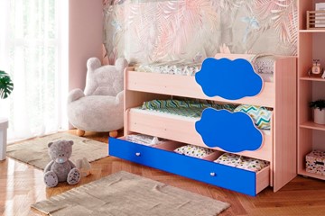 Детская двухэтажная кровать Соник 1.6 с ящиком, Синий в Смоленске
