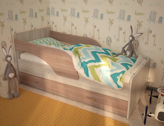 Детская кровать Максимка, корпус Шимо светлый, фасад Шимо темный в Смоленске - изображение
