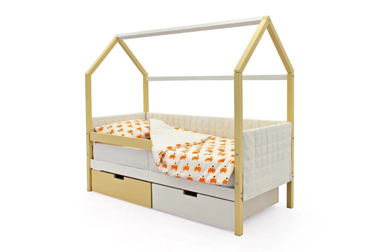 Кровать-домик «Svogen бежево-белый» мягкая в Смоленске - изображение 4