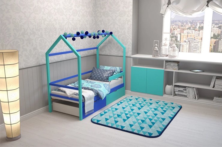 Кровать-домик в детскую Svogen синий-мятный в Смоленске - изображение 6