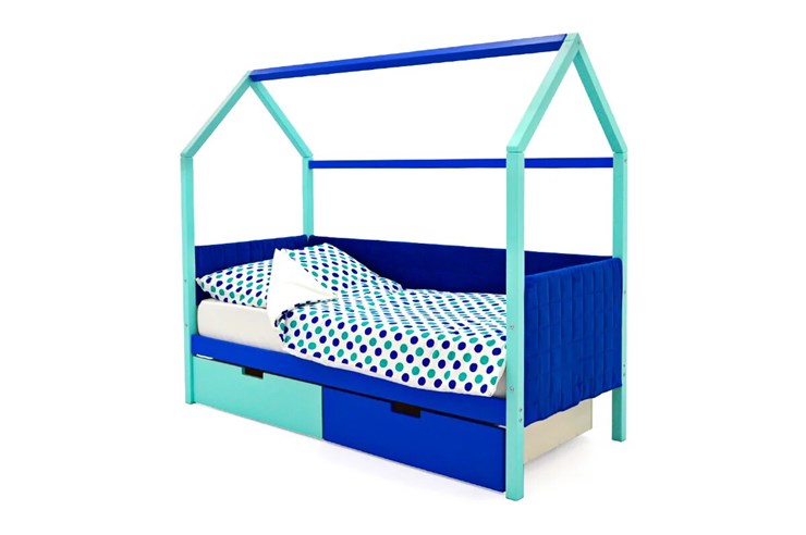 Кровать-домик в детскую Svogen, мятный-синий мягкая в Смоленске - изображение 4