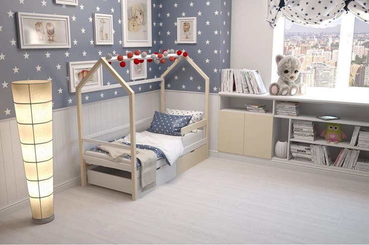Детская кровать-домик Svogen бежево-белый в Смоленске - изображение 6