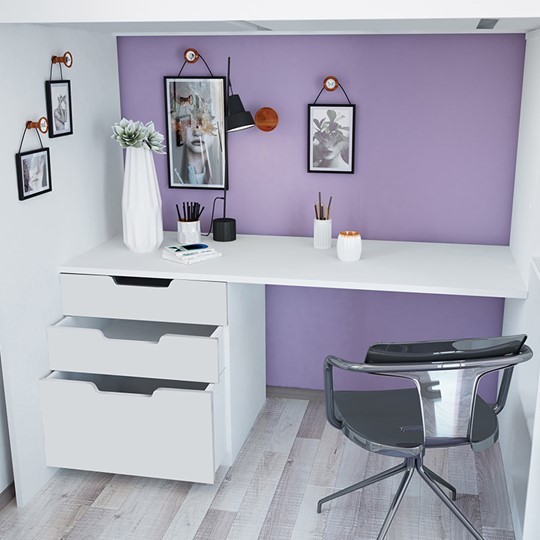 Кровать-чердак с письменным столом и шкафом POLINI Kids Simple Белый в Смоленске - изображение 5